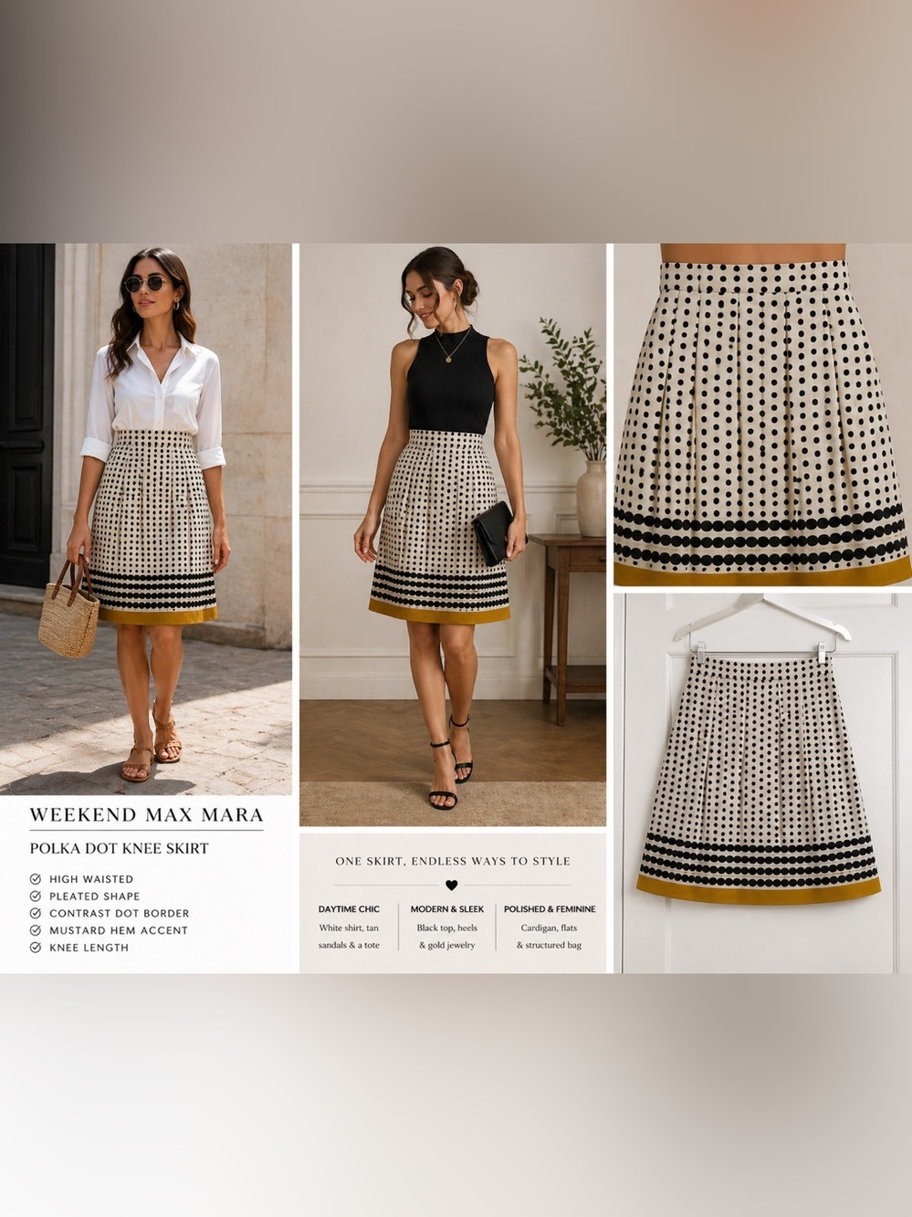Weekend Max Mara Silk Blend Polka Dot Skirt – Effortless Chic